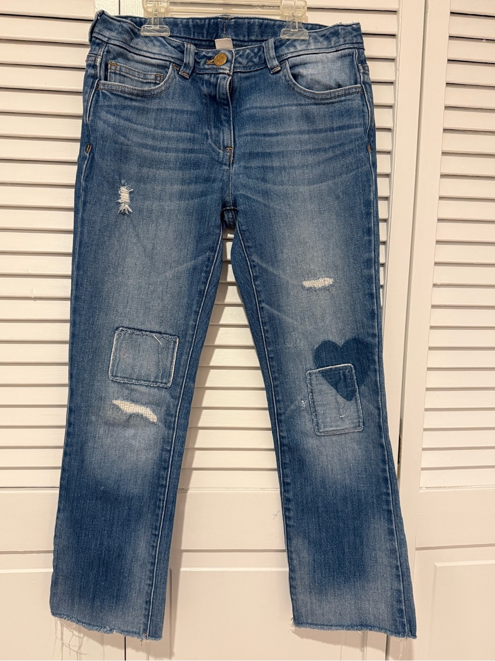 Crewcuts - J. Crew - Girl Distressed Patchwork Blue Jeans